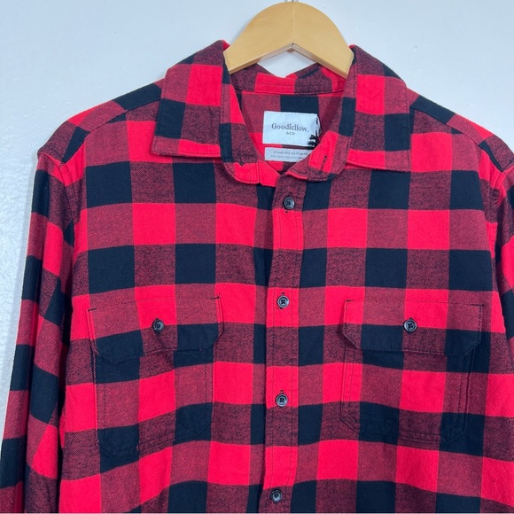 NWT Goodfellow Red Buffalo Check Plaid Long Sleeve Button Down Shirt - Picture 4 of 12